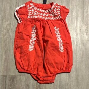 4/$30 Old Navy Red Baby Romper with White Embroidery Size 18-24M